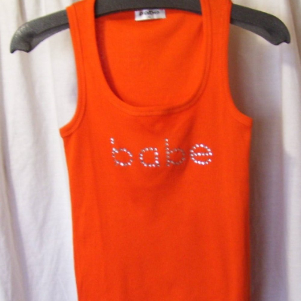 Babe Sexy Orange Tank Top with Bling Lettering  Size XL NWOT